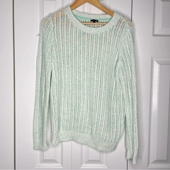 Talbots Mint Crochet Knit Chunky Sweater Large - Picture 1 of 4